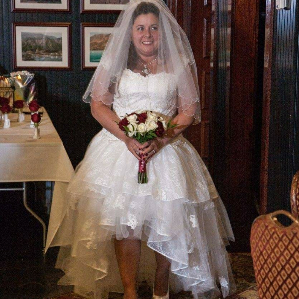 Wedding dress and veil